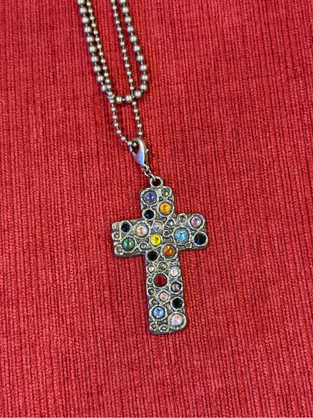 Sabika Multicolor Cross Pendant with Necklace Chain